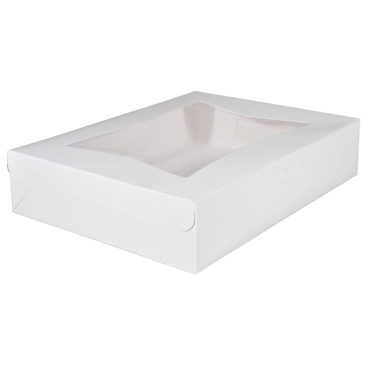 White Window Bakery Boxes with Tuck-in Lid, 19 x 14 x 6.5, White, Paper, 50/Carton 1