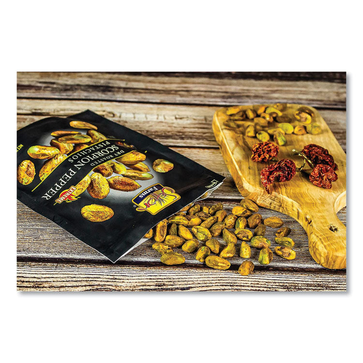 Scorpion Pepper Pistachios, 2.5 oz Bag, 8/Carton 3