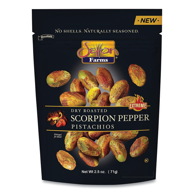 Scorpion Pepper Pistachios, 2.5 oz Bag, 8/Carton 2