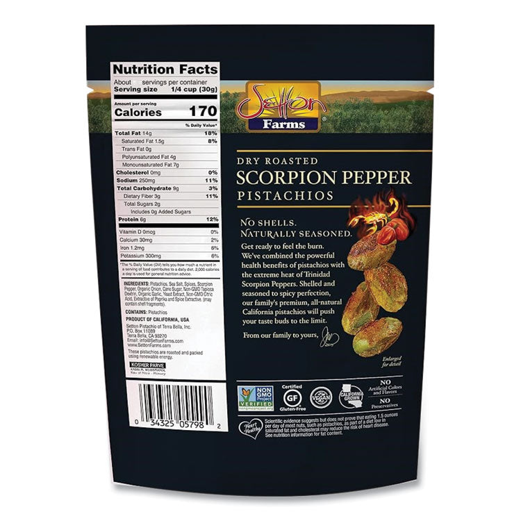 Scorpion Pepper Pistachios, 2.5 oz Bag, 8/Carton 4