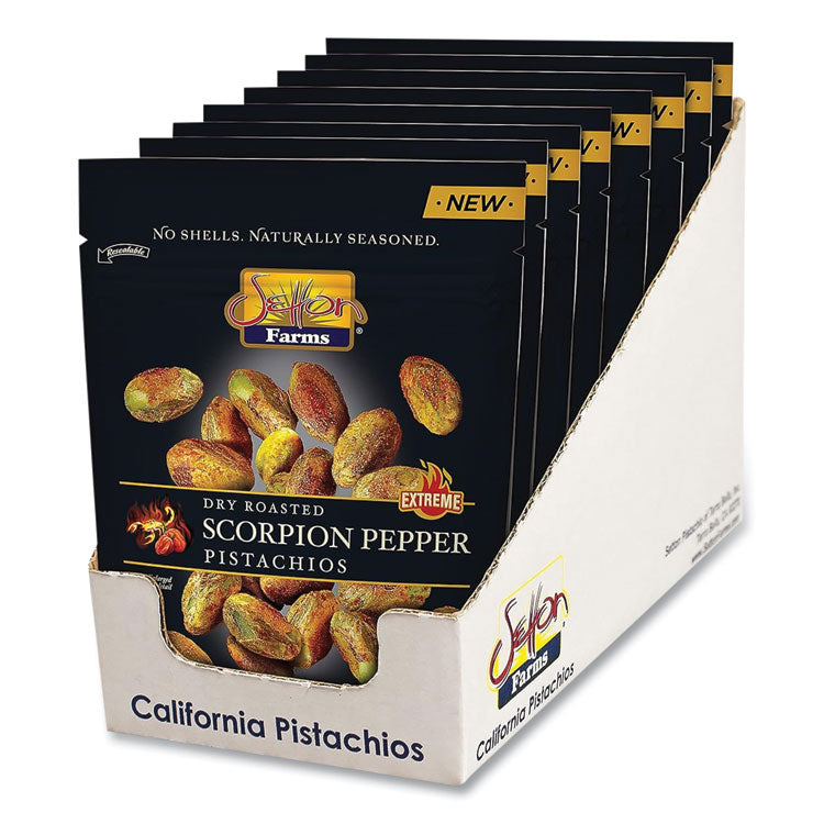 Scorpion Pepper Pistachios, 2.5 oz Bag, 8/Carton 1