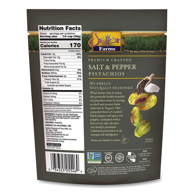 Salt and Pepper Pistachios, 2.5 oz Bag, 8/Carton 2