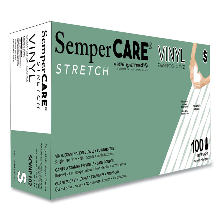 Stretch Vinyl Examination Gloves, 100/Box, 10 Boxes/Carton 1