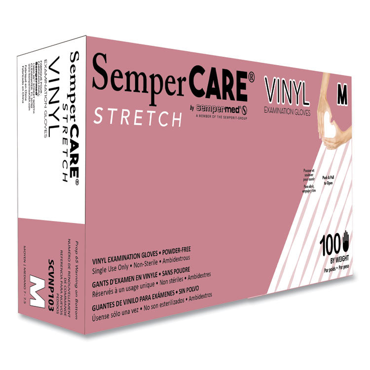 Stretch Vinyl Examination Gloves, Cream, Medium, 100/Box, 10 Boxes/Carton 1