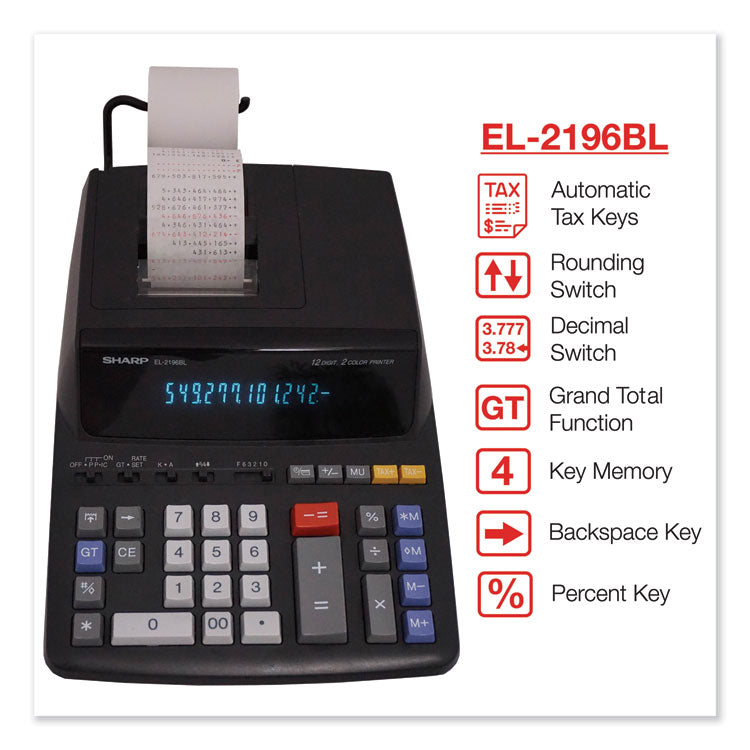 El2196bl Two-Color Printing Calculator, Black/red Print, 3.7 Lines/sec 2