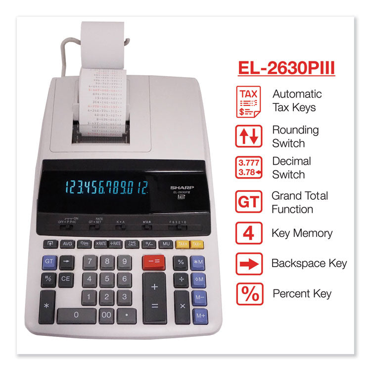 El2630piii Two-Color Printing Calculator, Black/red Print, 4.8 Lines/sec 2