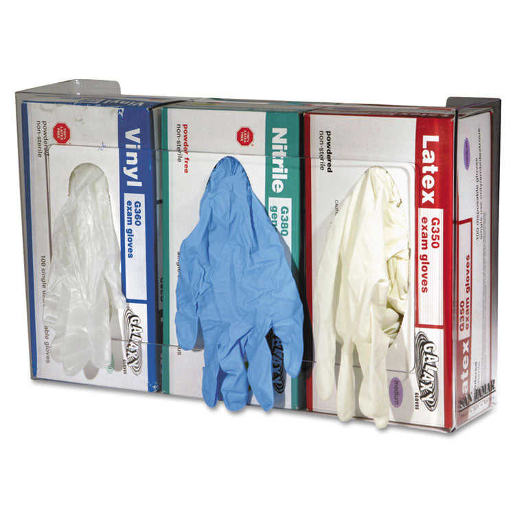 Clear Plexiglas Disposable Glove Dispenser, 3-Box, Plexiglas, Clear, 18 x 3.75 x 10 4