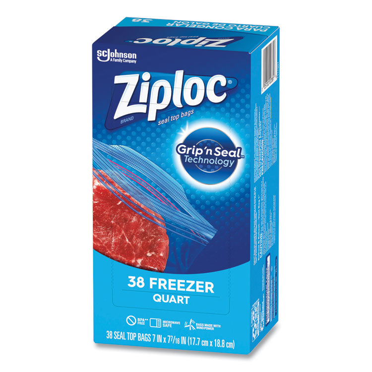 Double Zipper Freezer Bags, 1 qt, 2.7 mil, 6.97" x 7.7", Clear, 38 Bags/Box, 9 Boxes/Carton 4