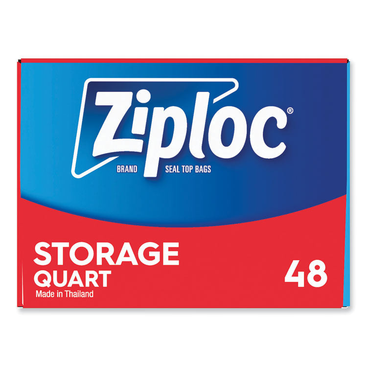 Double Zipper Storage Bags, 1 Qt, 1.75 Mil, 9.63" X 8.5", Clear, 9/carton 2