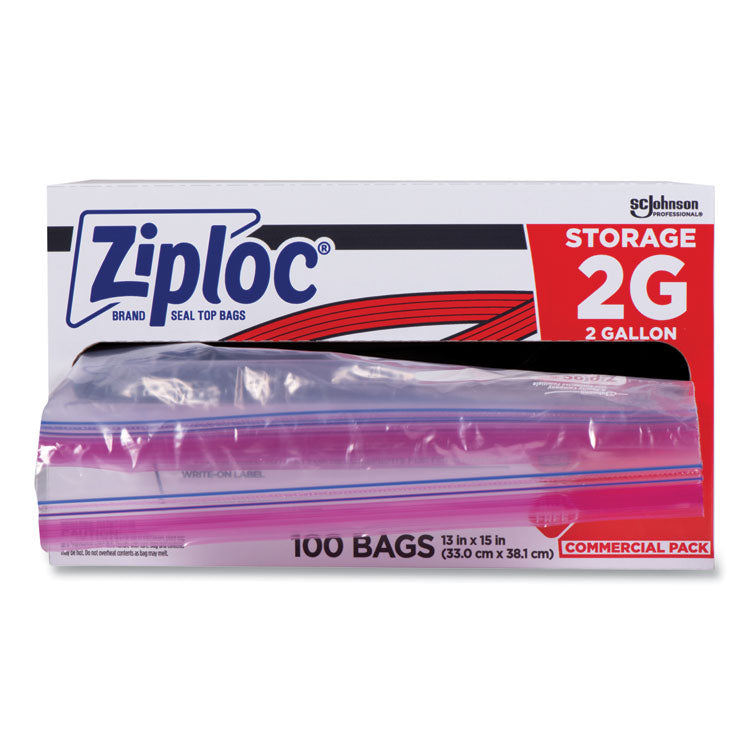 Double Zipper Storage Bags, 2 Gal, 1.75 Mil, 15" X 13", Clear, 100/carton 2