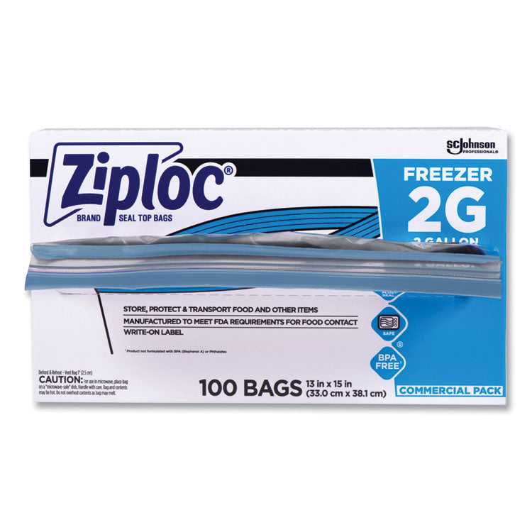 Double Zipper Freezer Bags, 2 Gal, 2.7 Mil, 13" X 15.5", Clear, 100/carton 2