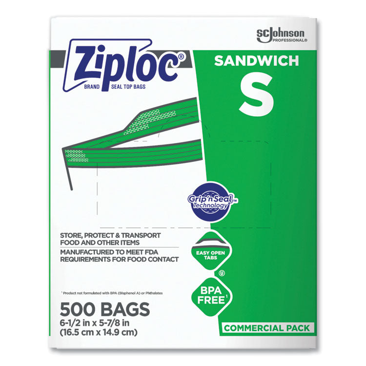 Resealable Sandwich Bags, 1.2 Mil, 6.5" X 6", Clear, 500/box 1