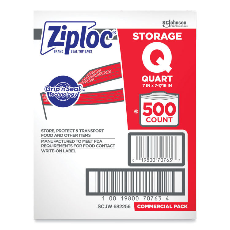 Double Zipper Storage Bags, 1 Qt, 1.75 Mil, 7" X 7.75", Clear, 500/box 4