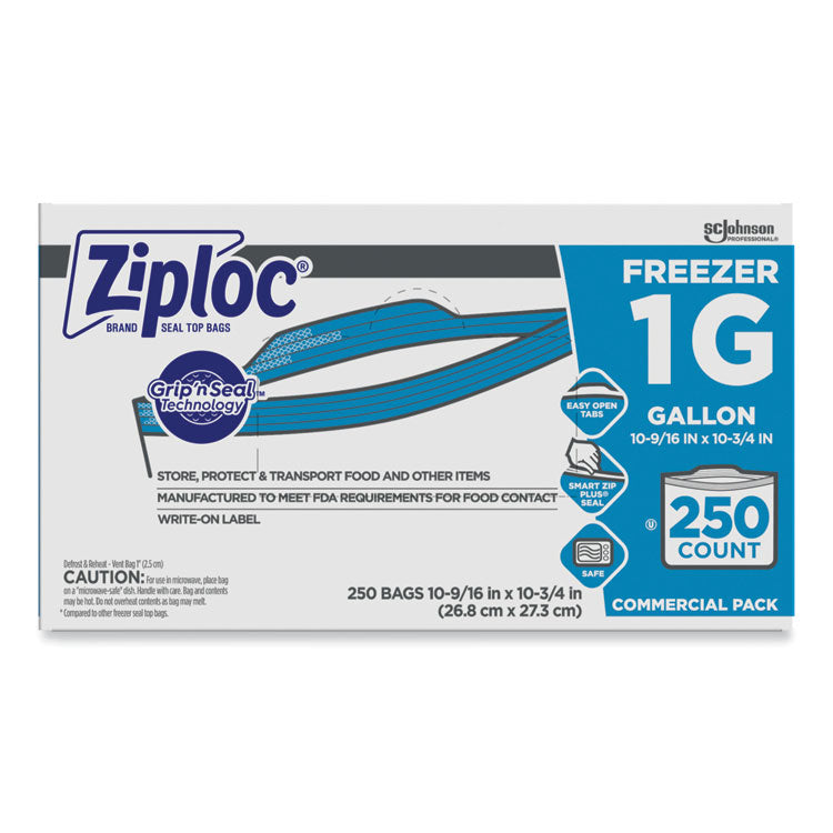 Double Zipper Freezer Bags, 1 Gal, 2.7 Mil, 10.56" X 10.75", Clear, 250/carton 1