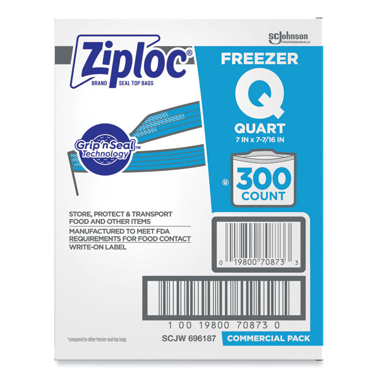 Double Zipper Freezer Bags, 1 Qt, 2.7 Mil, 7" X 7.75", Clear, 300/carton 4