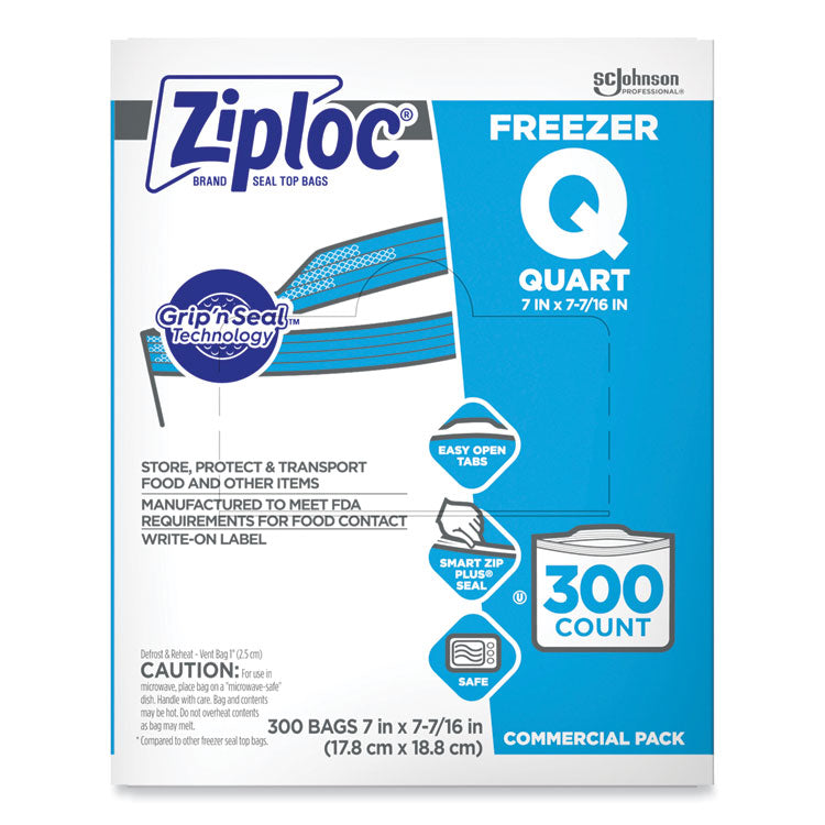 Double Zipper Freezer Bags, 1 Qt, 2.7 Mil, 7" X 7.75", Clear, 300/carton 1