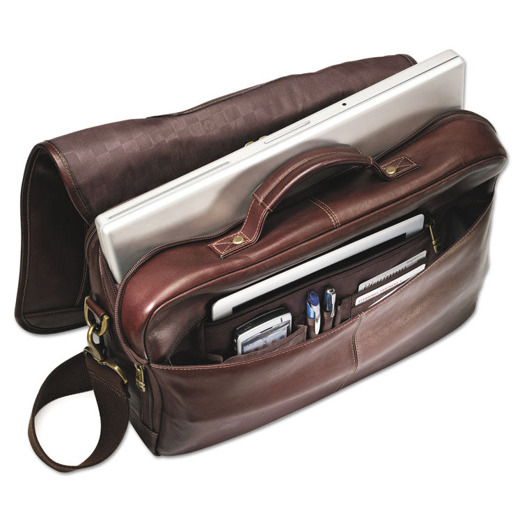 Leather Flapover Case, Fits Devices Up to 15.6", Leather, 16 x 6 x 13, Brown 2