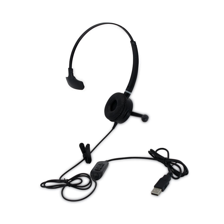 HS-WD-USB-1 Monaural Over The Head Headset, Black 1