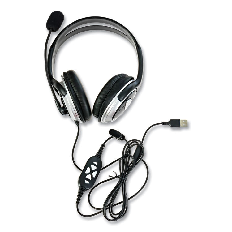 ZuM Binaural Over The Head Headset, Black/Silver 1