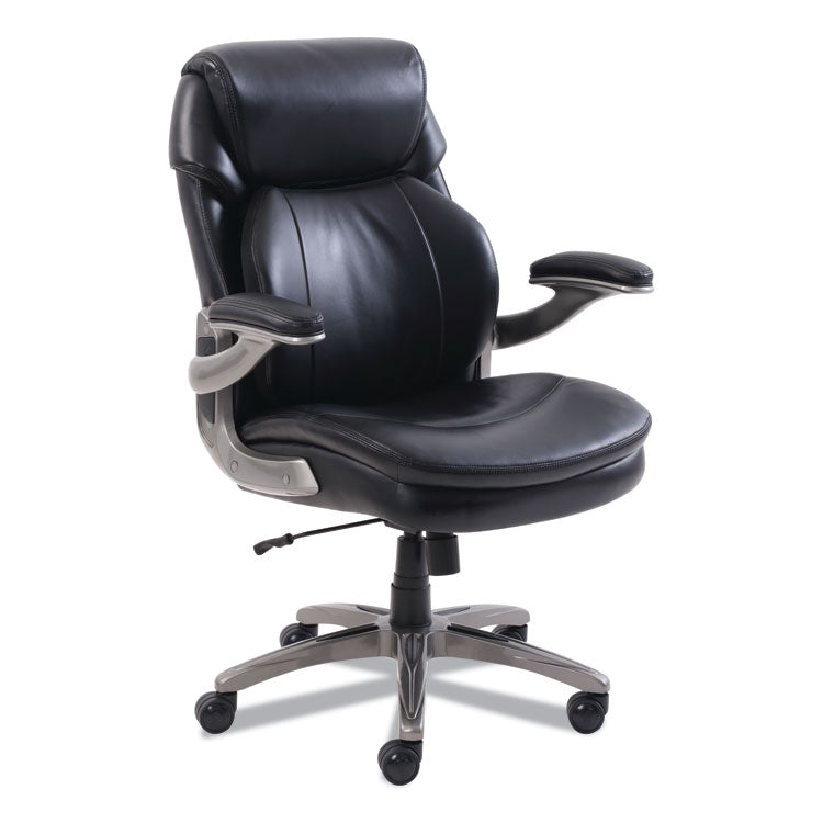 Cosset Mid-Back Executive Chair, Supports Up To 275 Lb, 18.5" To 21.5" Seat Height, Black Seat/back, Slate Base 1