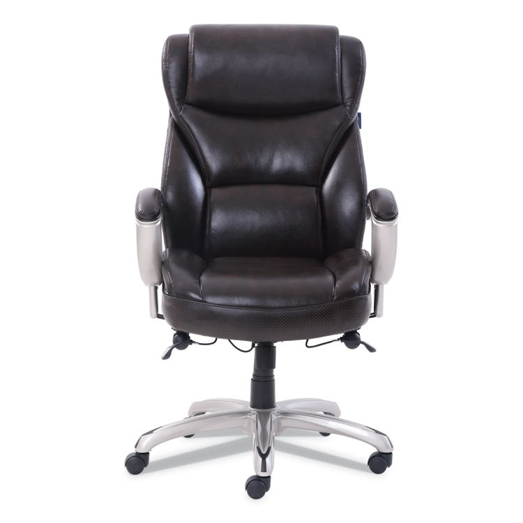 Emerson Big And Tall Task Chair, Supports Up To 400 Lb, 19.5" To 22.5" Seat Height, Brown Seat/back, Silver Base 2