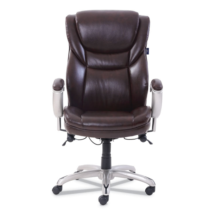 Emerson Executive Task Chair, Supports Up To 300 Lb, 19" To 22" Seat Height, Brown Seat/back, Silver Base 2