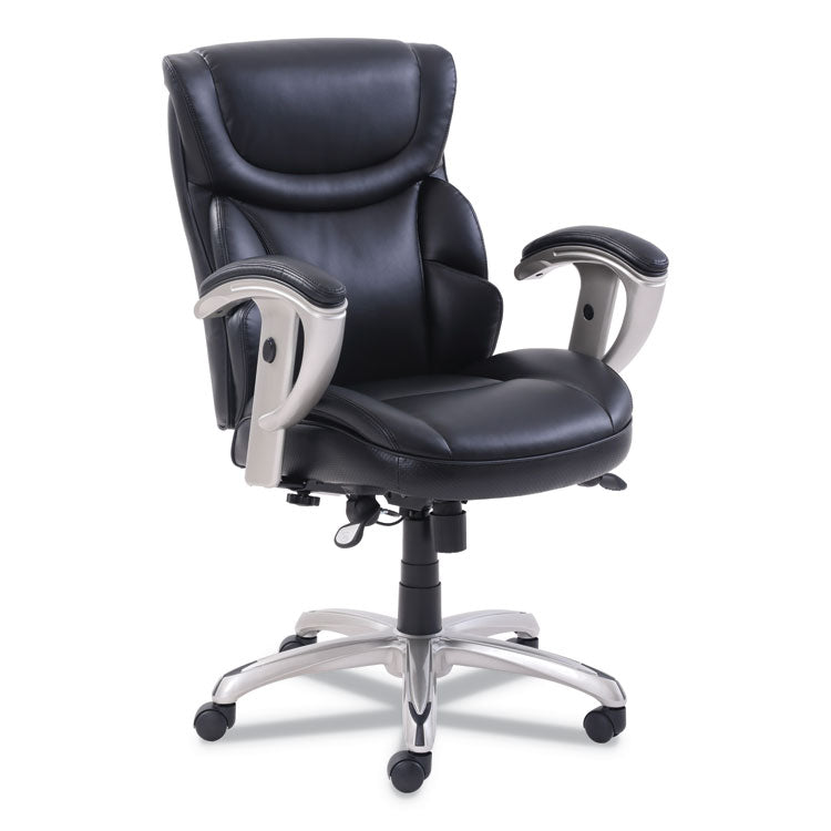 Emerson Task Chair, Supports Up To 300 Lb, 18.75" To 21.75" Seat Height, Black Seat/back, Silver Base 1