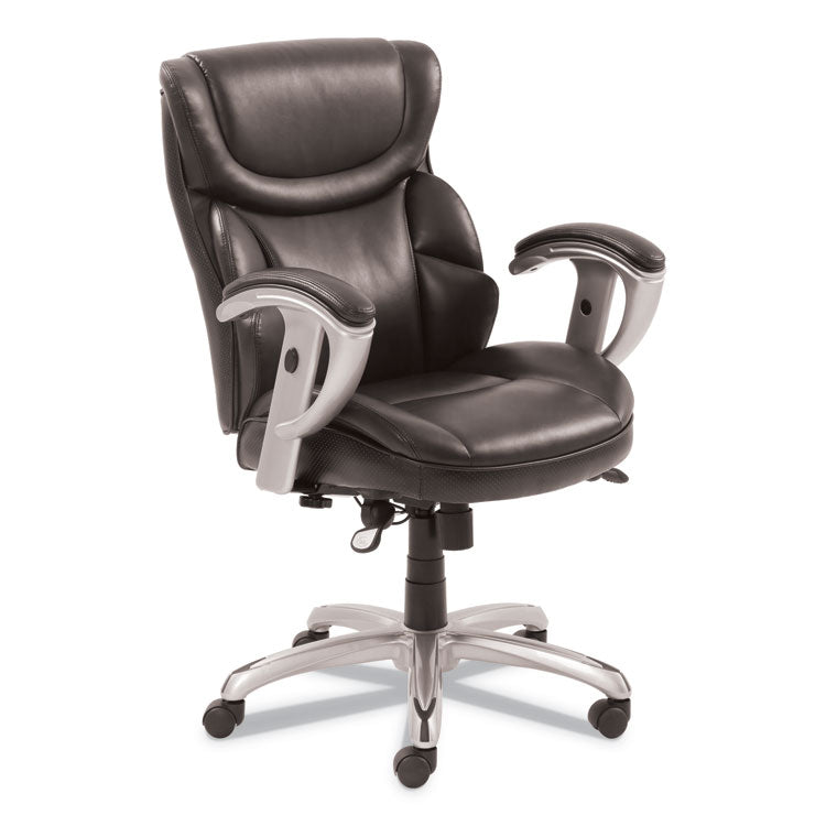 Emerson Task Chair, Supports Up To 300 Lb, 18.75" To 21.75" Seat Height, Brown Seat/back, Silver Base 1