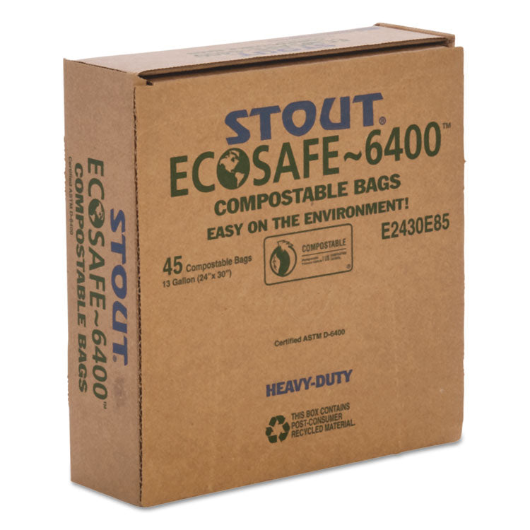 Ecosafe-6400 Bags, 13 Gal, 0.85 Mil, 24" X 30", Green, 45/box 6