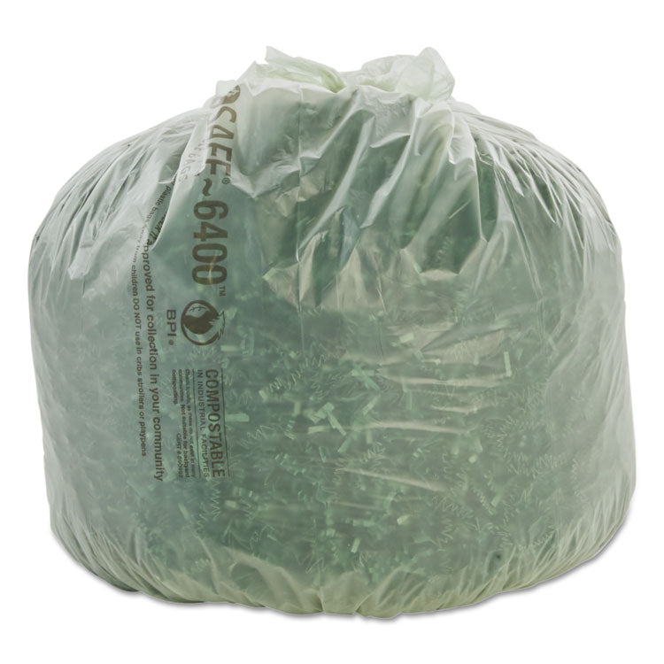 Ecosafe-6400 Bags, 13 Gal, 0.85 Mil, 24" X 30", Green, 45/box 1