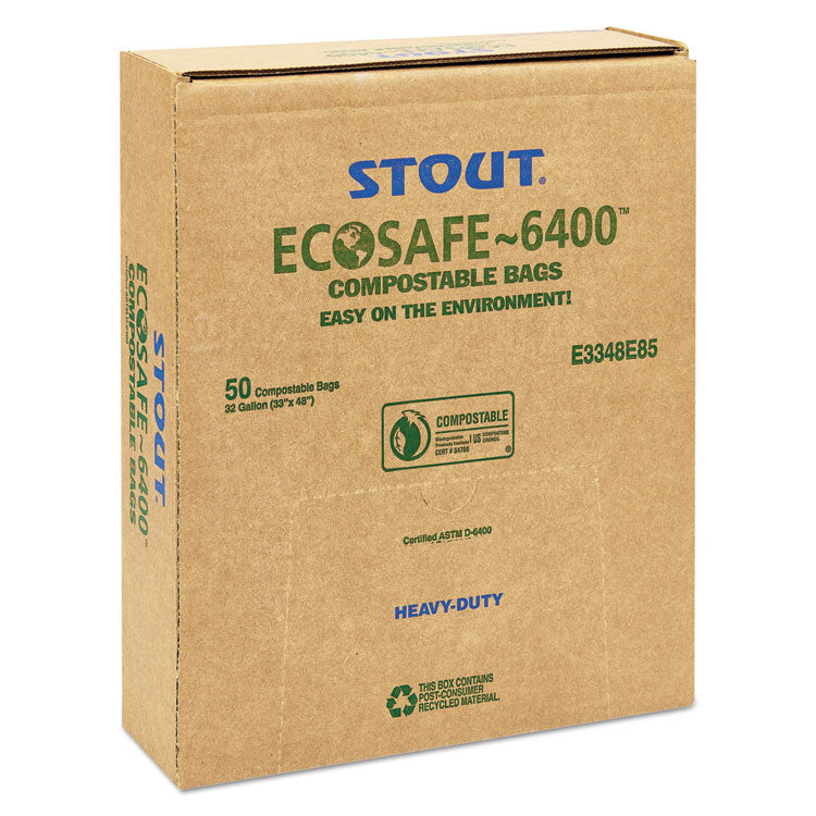 Ecosafe-6400 Bags, 32 Gal, 0.85 Mil, 33" X 48", Green, 50/box 8