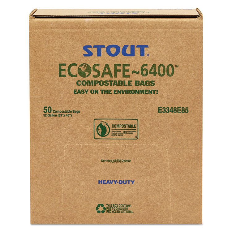 Ecosafe-6400 Bags, 32 Gal, 0.85 Mil, 33" X 48", Green, 50/box 7