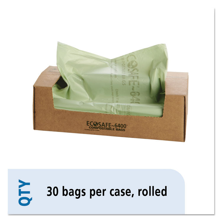 Ecosafe-6400 Bags, 64 Gal, 0.85 Mil, 48" X 60", Green, 30/box 1