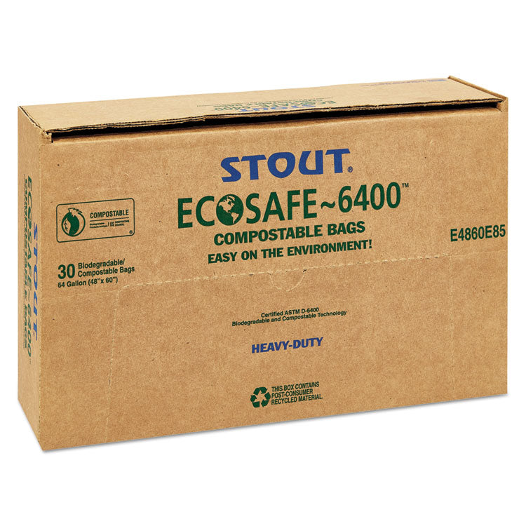 Ecosafe-6400 Bags, 64 Gal, 0.85 Mil, 48" X 60", Green, 30/box 7