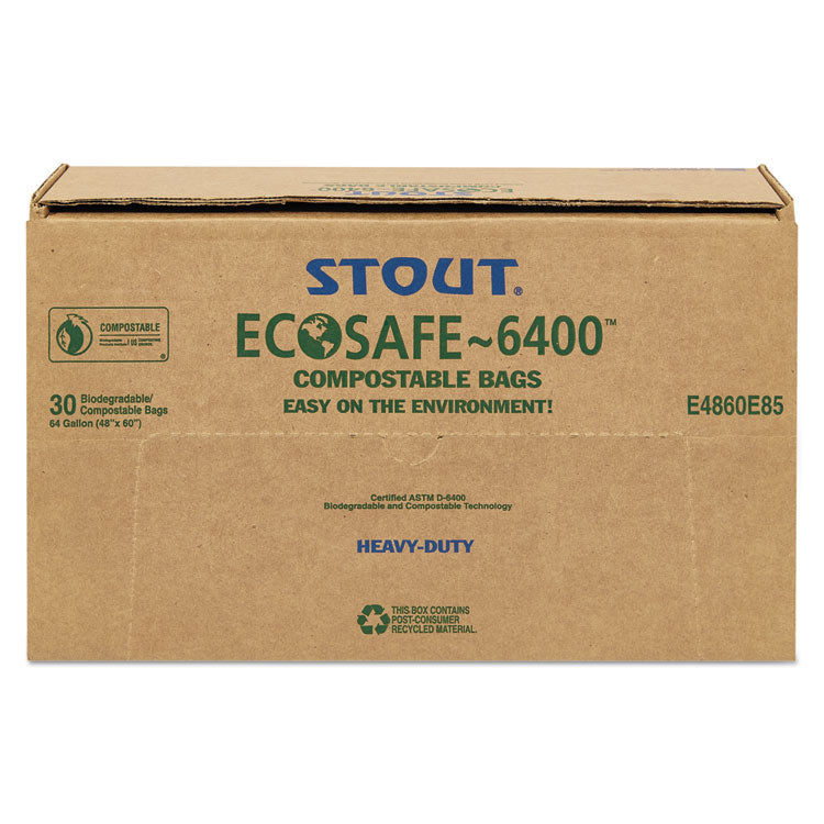 Ecosafe-6400 Bags, 64 Gal, 0.85 Mil, 48" X 60", Green, 30/box 6