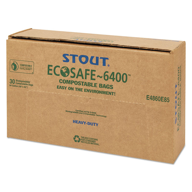 Ecosafe-6400 Bags, 64 Gal, 0.85 Mil, 48" X 60", Green, 30/box 8