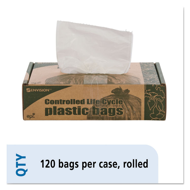 Controlled Life-Cycle Plastic Trash Bags, 13 Gal, 0.7 Mil, 24" X 30", White, 120/box 1