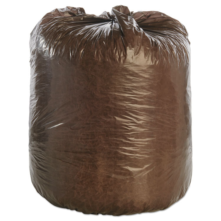 Controlled Life-Cycle Plastic Trash Bags, 39 Gal, 1.1 Mil, 33" X 44", Brown, 40/box 10