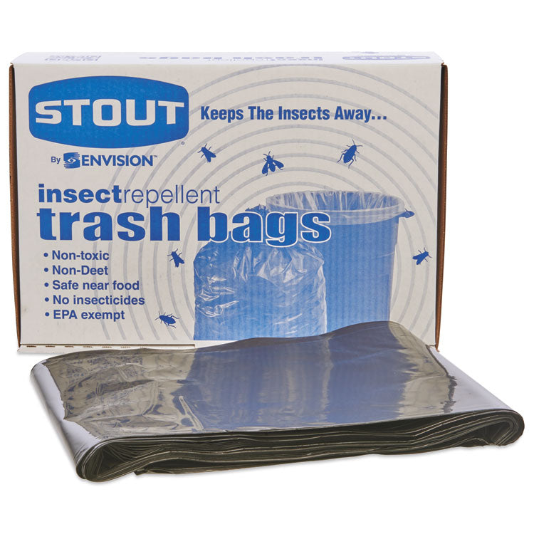 Insect-Repellent Trash Bags, 55 Gal, 2 Mil, 37" X 52", Black, 65/box 2