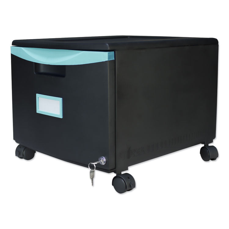 Single-Drawer Mobile Filing Cabinet, 1 Legal/letter-Size File Drawer, Black/teal, 14.75" X 18.25" X 12.75" 2