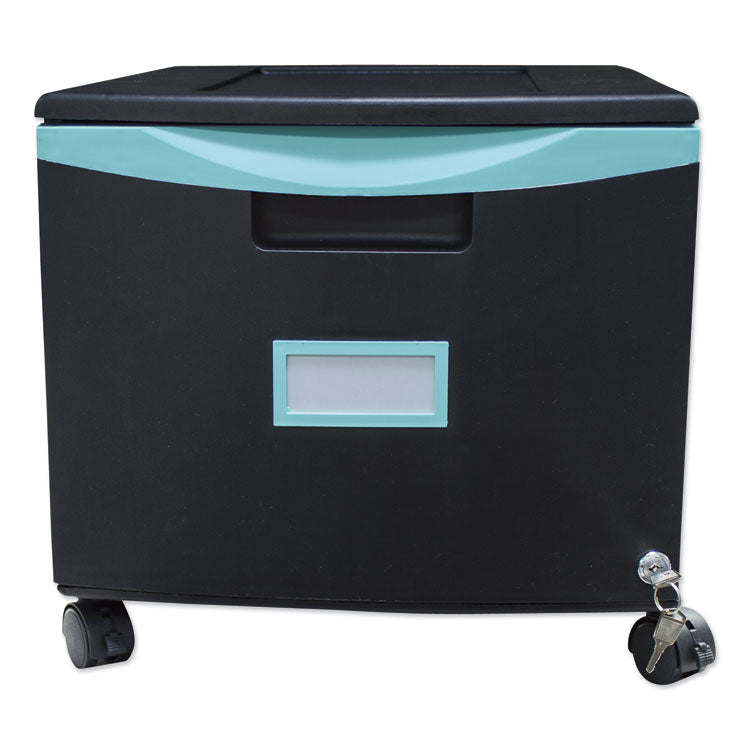 Single-Drawer Mobile Filing Cabinet, 1 Legal/letter-Size File Drawer, Black/teal, 14.75" X 18.25" X 12.75" 1