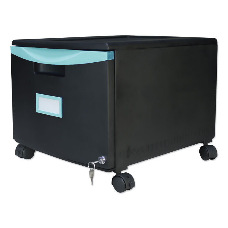 Single-Drawer Mobile Filing Cabinet, 1 Legal/letter-Size File Drawer, Black/teal, 14.75" X 18.25" X 12.75" 8