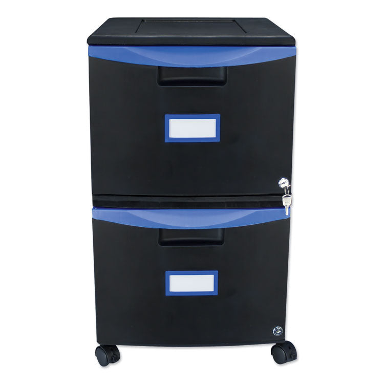 Two-Drawer Mobile Filing Cabinet, 2 Legal/letter-Size File Drawers, Black/blue, 14.75" X 18.25" X 26" 1