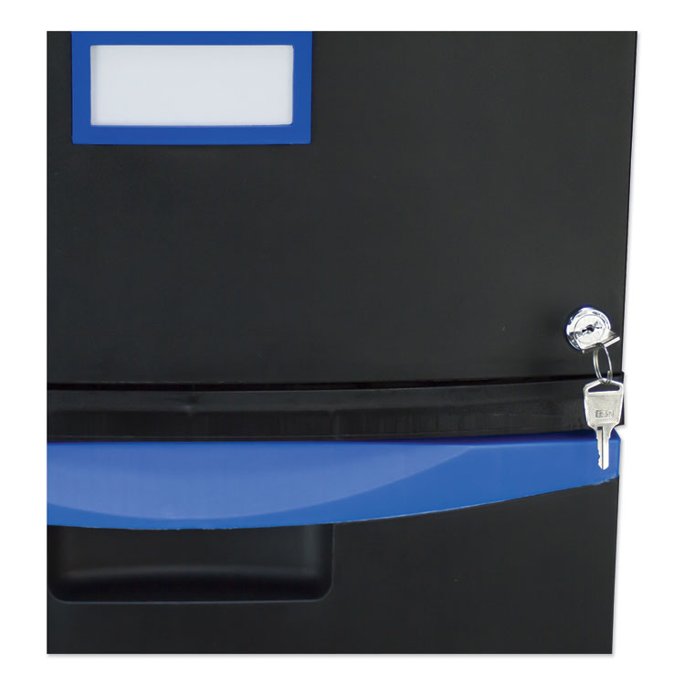 Two-Drawer Mobile Filing Cabinet, 2 Legal/letter-Size File Drawers, Black/blue, 14.75" X 18.25" X 26" 6