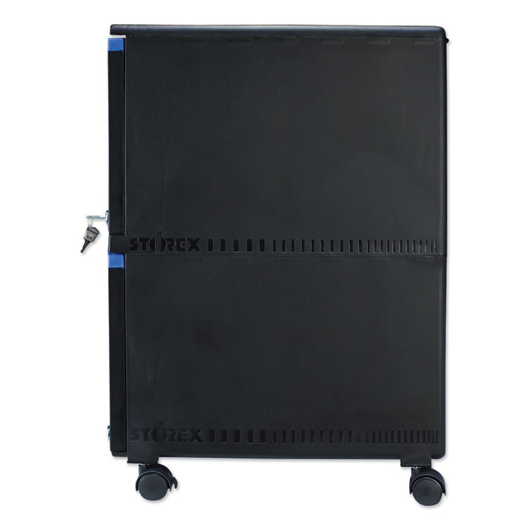 Two-Drawer Mobile Filing Cabinet, 2 Legal/letter-Size File Drawers, Black/blue, 14.75" X 18.25" X 26" 3