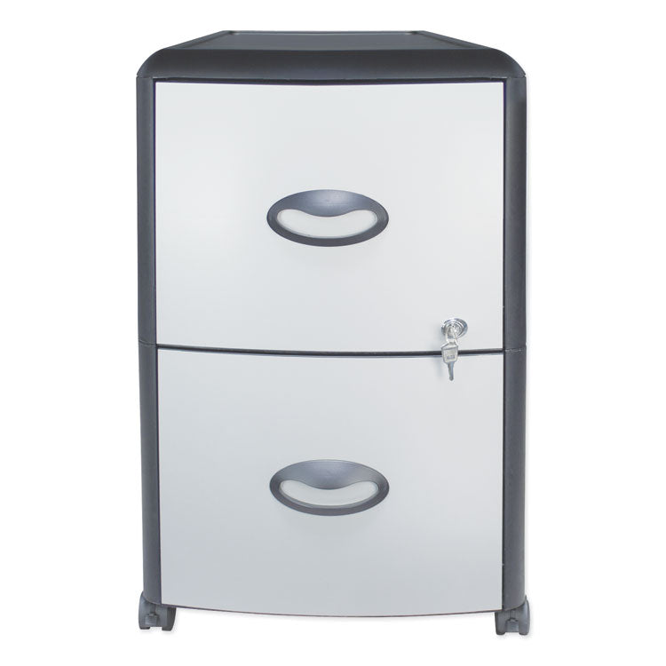 Mobile Filing Cabinet With Metal Siding, 2 Letter-Size File Drawers, Silver/black, 19" X 15" X 23" 1