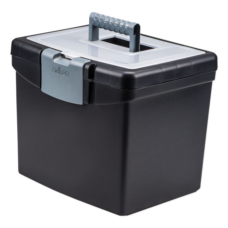 Portable File Box With Large Organizer Lid, Letter Files, 13.25" X 10.88" X 11", Black 1