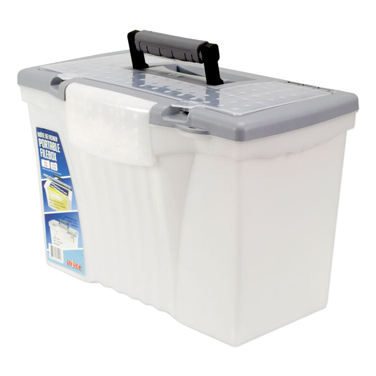 Portable Letter/legal Filebox With Organizer Lid, Letter/legal Files, 14.5" X 10.5" X 12", Clear/silver 1