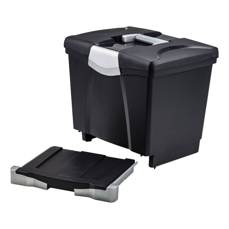 Portable File Box With Drawer, Letter Files, 14" X 11.25" X 14.5", Black 2