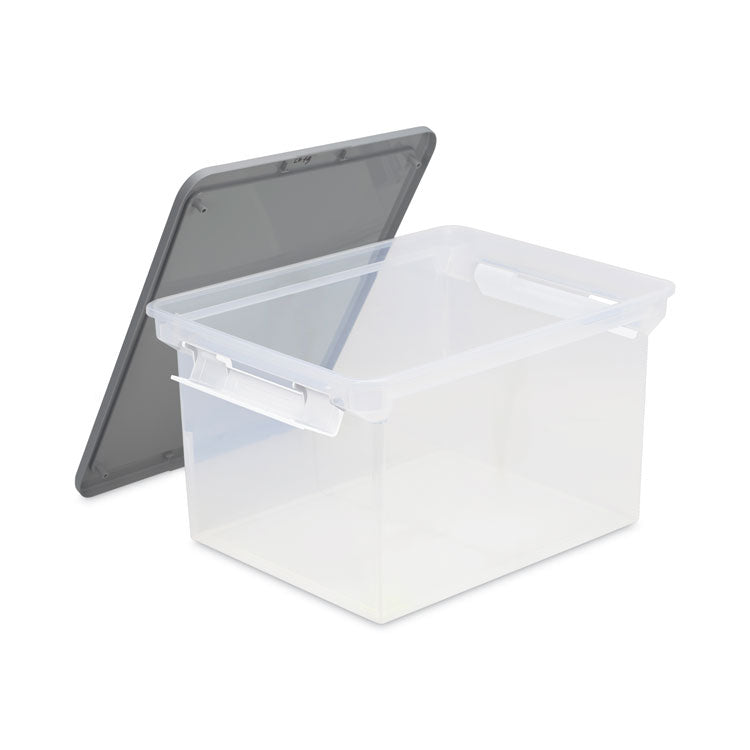 Portable File Tote With Locking Handles, Letter/legal Files, 18.5" X 14.25" X 10.88", Clear/silver 2